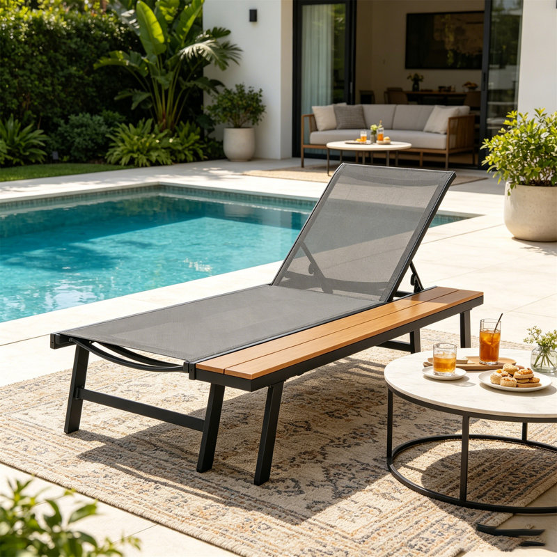 CHAISE DE CHAUFFE-EAU WATERLOO AVEC TABLE EN BOIS FIXE, 1PC, (62756.00BLK)
