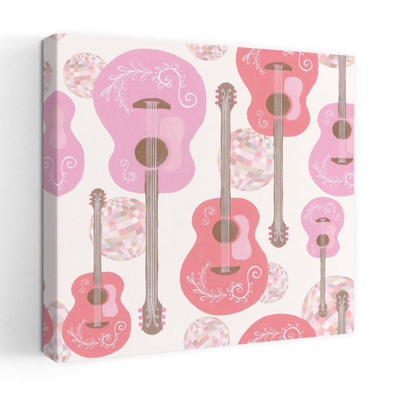 Motif contemporain de cow-boy disco Ixc avec art disco corail, H 18 po x l 18 po