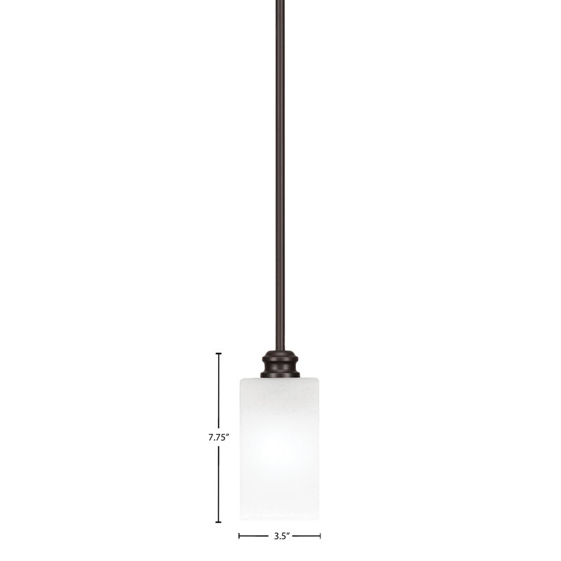 Mini-luminaire suspendu sur pied Edge avec verre carré en marbre blanc de 3,5 po, Espresso