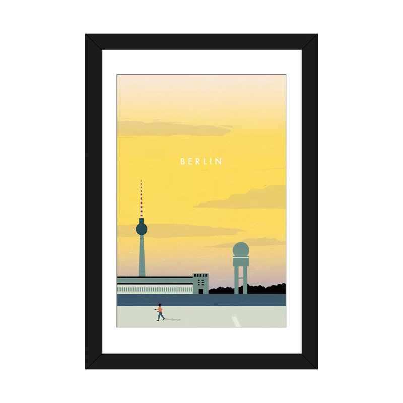 « berlin' », reproduction d’impression sur toile, Papier d'art encadré noir, Blanc, H 24 po x l 16 po x P 1 po