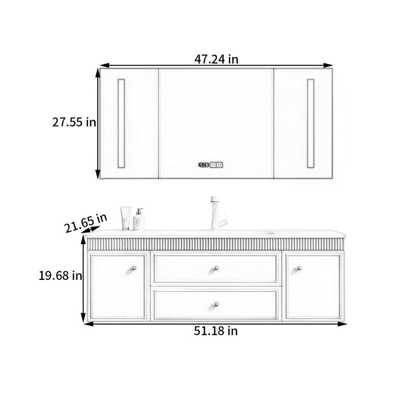 Armoire de salle de bain française, 51"