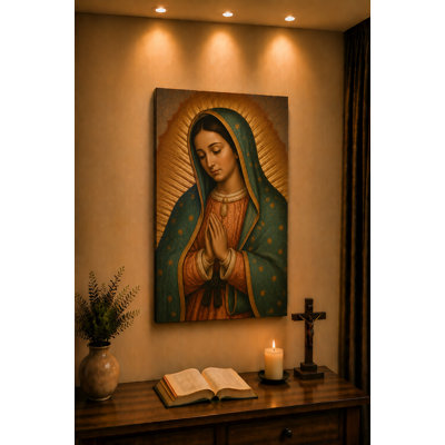 Large Our Lady of Guadalupe Prayer Wall Art Canvas Print 24x36 Inch  Divine Faith Decor, Catholic Bedroom Altar Living Room Spiritual Home Decor - Ready to hang