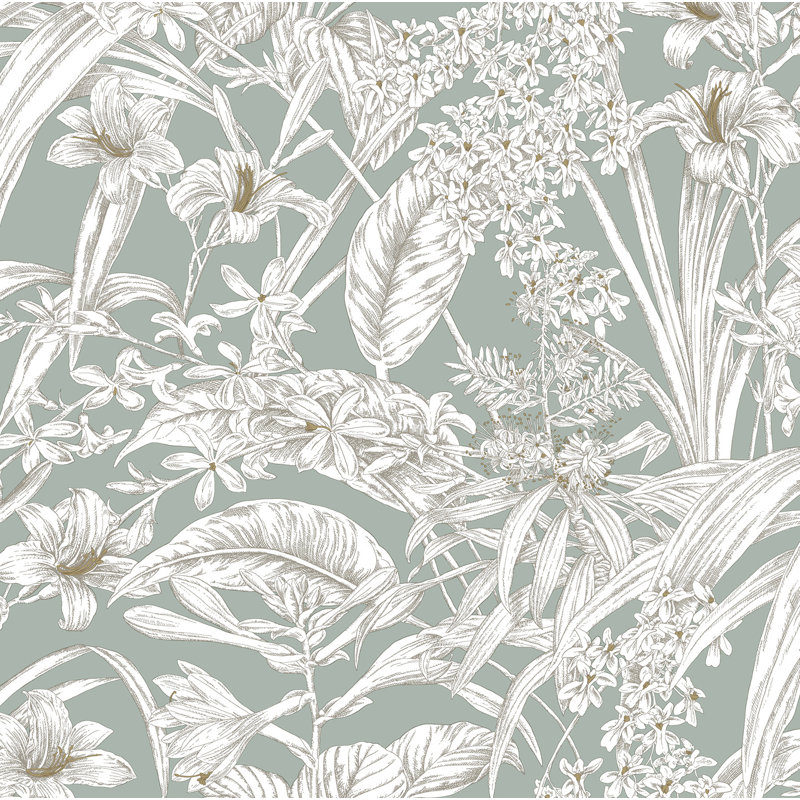 Toiles Resource Library Vinyl Wallpaper Double Roll, Seamist & Taupe