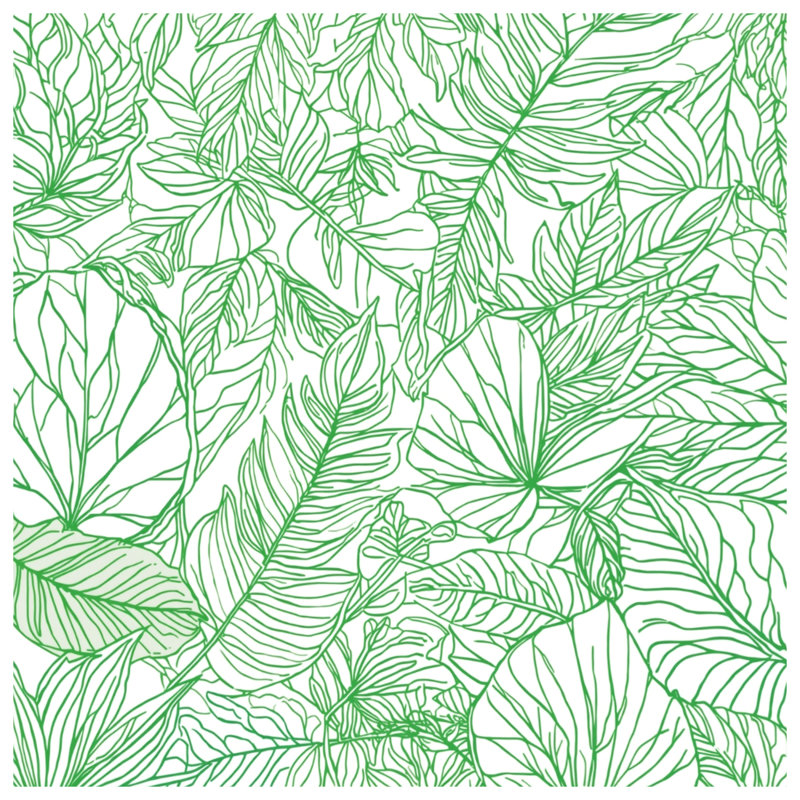 Green Leaf Line Art Comforter, Queen