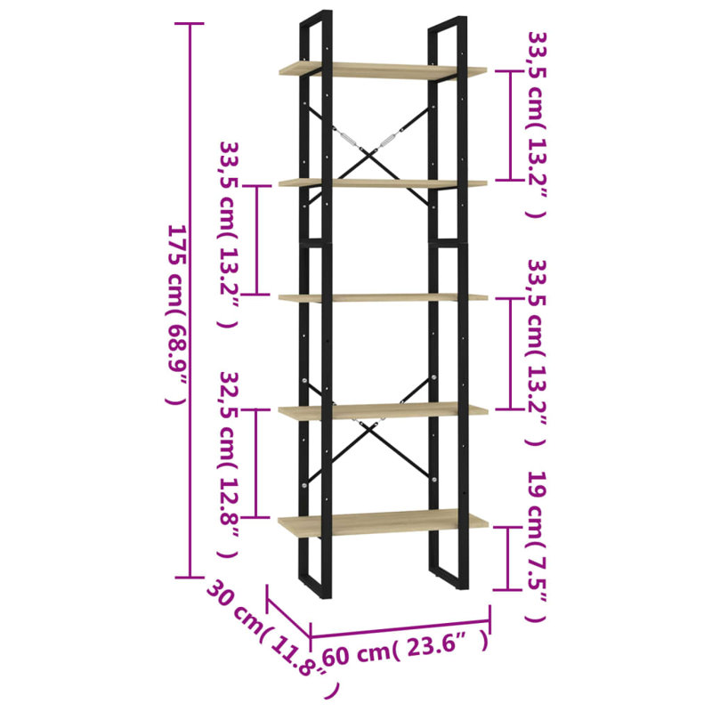 Canne Book Cabinet Engineered Wood, White, (3 Shelves) 41.3" H x 23.6" W x 11.8" D