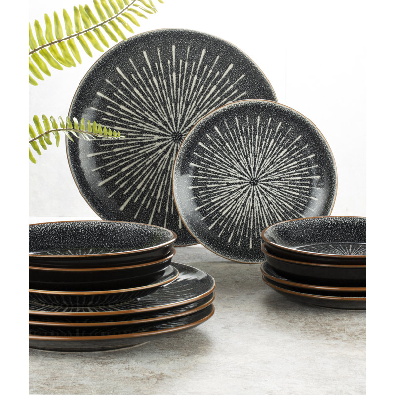 12pc Starburst Reactive Glaze Dinner Set