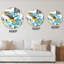 Blue and Green Retro Polka Dots Clouds - Modern Wall Clock-206180877