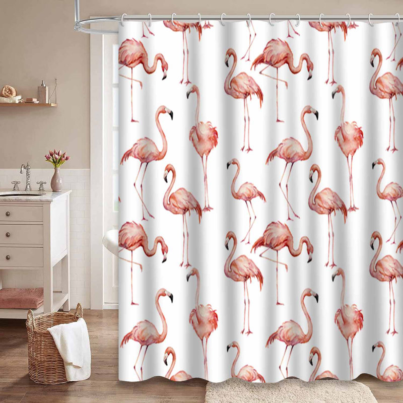 Rideau de douche aquarelle rose flamant rose avec 12 crochets, L 72 po x l 84 po