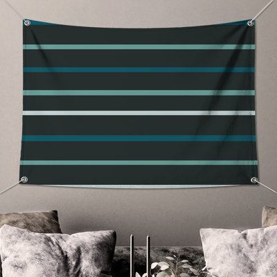 Blue And Gray Stripes Wall Tapestry - Stripes Wall Decor