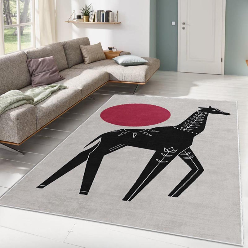 Stylish Woven Carpet , 100% Polyester, Non-Slip Felt Dot Underside | Raschel Knitting, 0.4 in Pile Height | Machine Washable, Digital Print Design | Perfect for Living Room, Bedroom & Office Decor