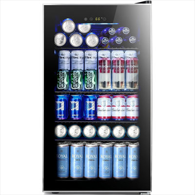 18 Inch 26 Bottle Or 115 Can Wine & Beverage Refrigerator Built-in/freestanding Wine Cooler For Beer Wine Drink With Built-in Light 