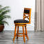 Tabouret de bar 30 po à finition naturelle avec siège et siège en tissu gris anthracite-1234855845-1234855843