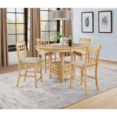 Wanya 5-Piece Oval Counter Height Dining Set Light Oak