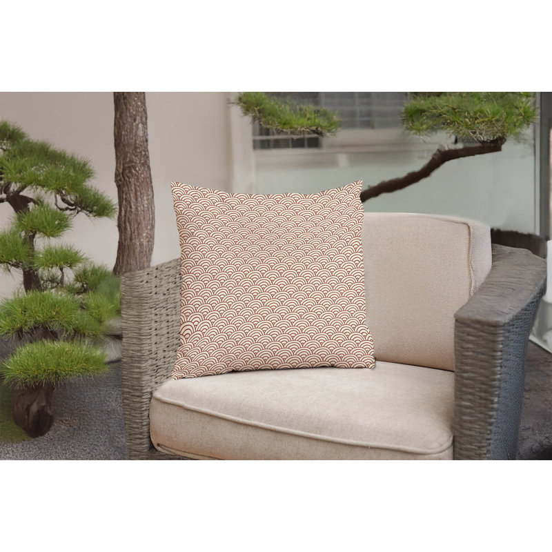 Coussin Classic Seigaiha, Brique argile géométrique, Carré 16 po