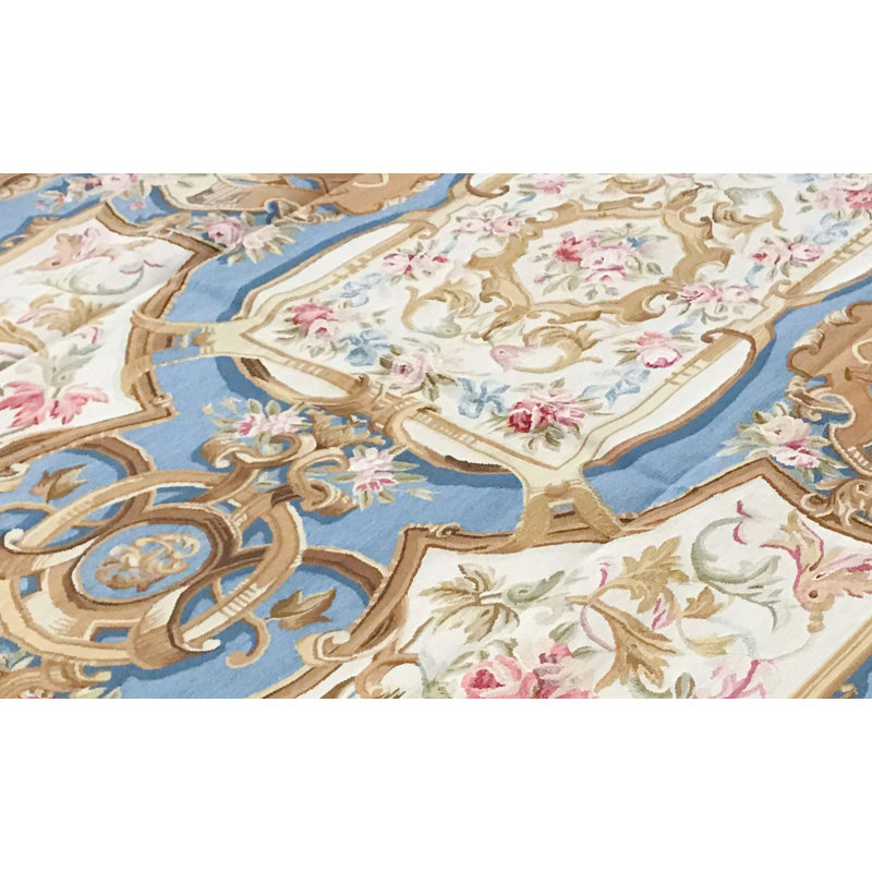 Hand-Knotted High-Quality Blue and Blue Area Rug