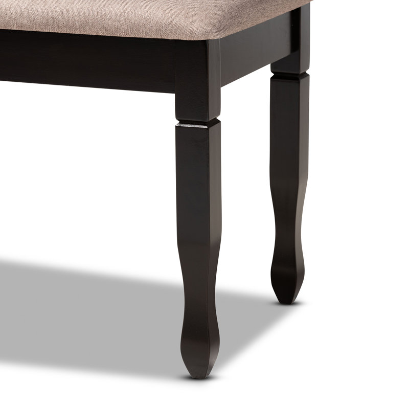 Polyester Blend Upholstered Bench, Dark Brown, Sand