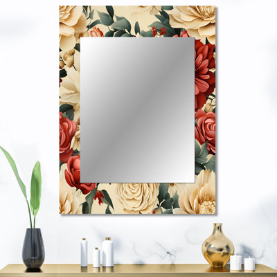 Kristofer délicate fleur symphonie - miroir mural floral unique, miroir floral, art imprimé en métal