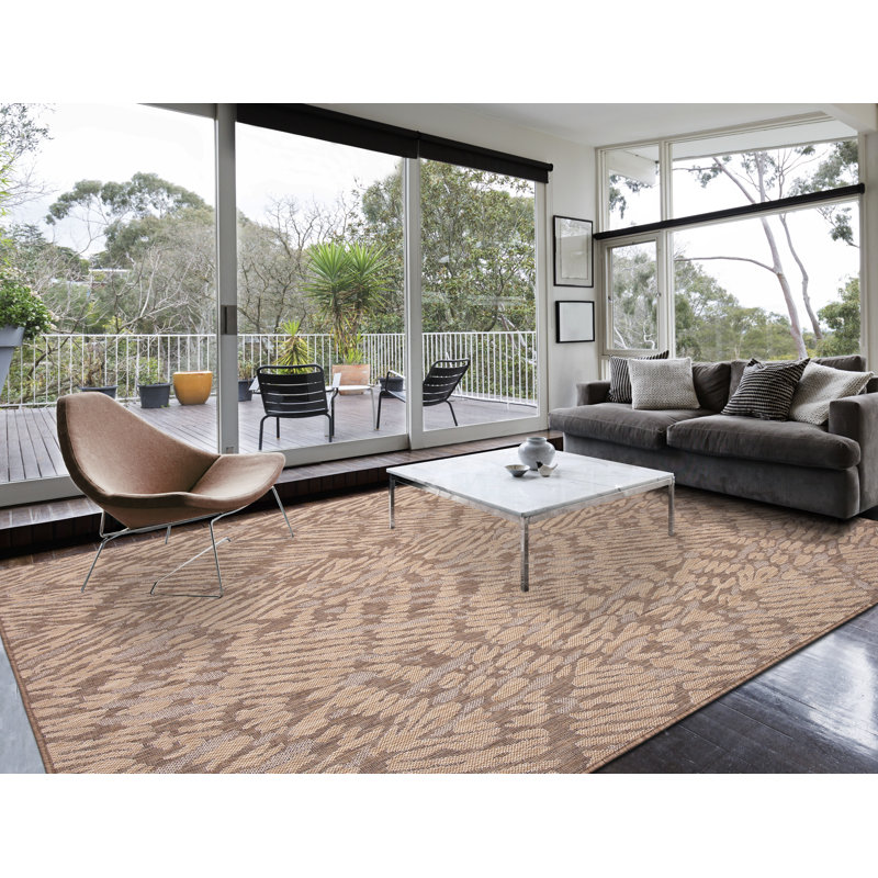 Tapis brun à imprimé animal Aashif, Rectangle 8 pi x 10 pi