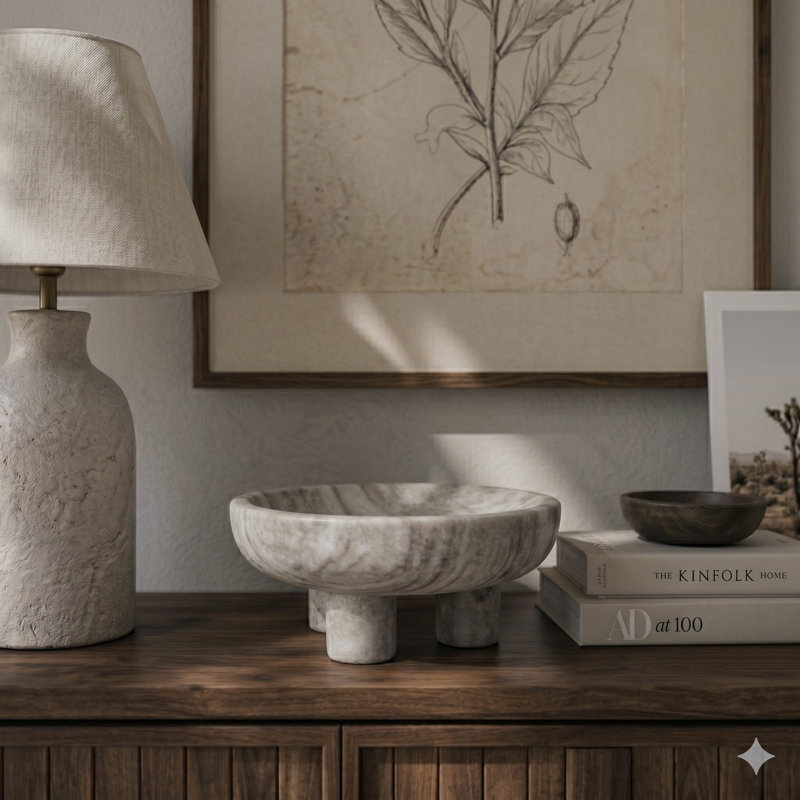 Pythia - Decorative Beige Marble Bowl | Centerpiece Accent