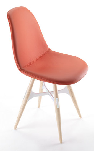Chaise d’appoint rembourrée orange ZigZag