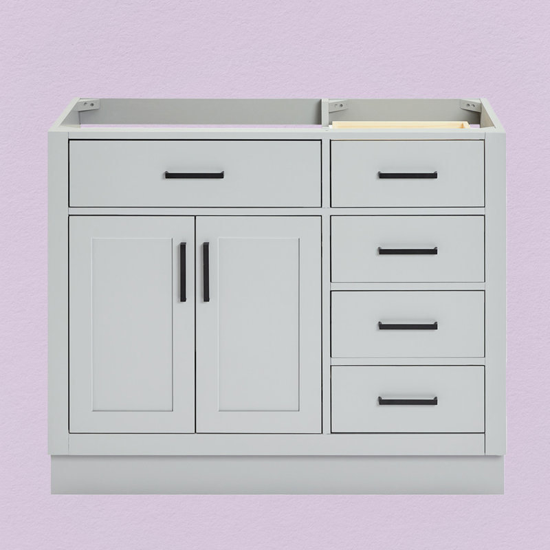 42" Single Bathroom Vanity Base only, Matte Black, Gray