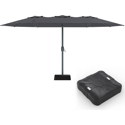 9'x15' Large Outdoor Umbrella with Base – Extra Wide, UV Protection, 12 Ribs for Patio Pool Garden