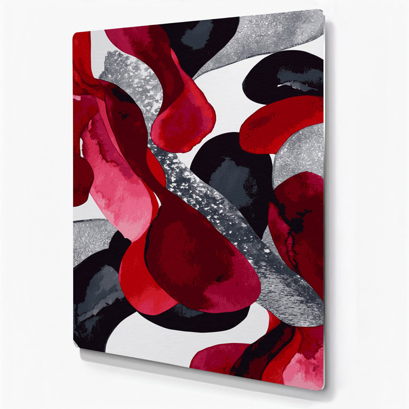 Abstrait aquarelle 29, art mural en métal rouge, H 20 po x l 30 po