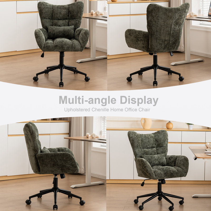 Chenille Swivel Task Chair with Tufted Back, Green