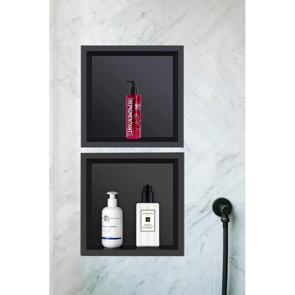 Shower Niche Matte Black Color Bathroom Corner Shelf Solid SUS304