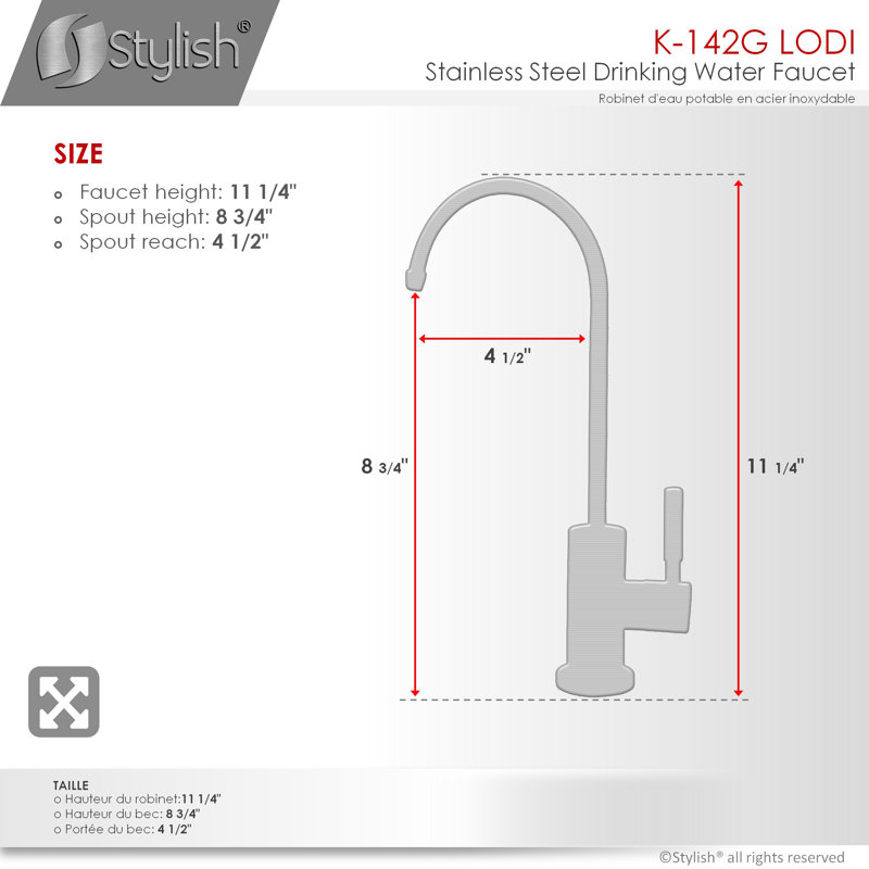 Modern Faucet Stylish Lodi One-Handle Cold Water Tap Faucet, Gold