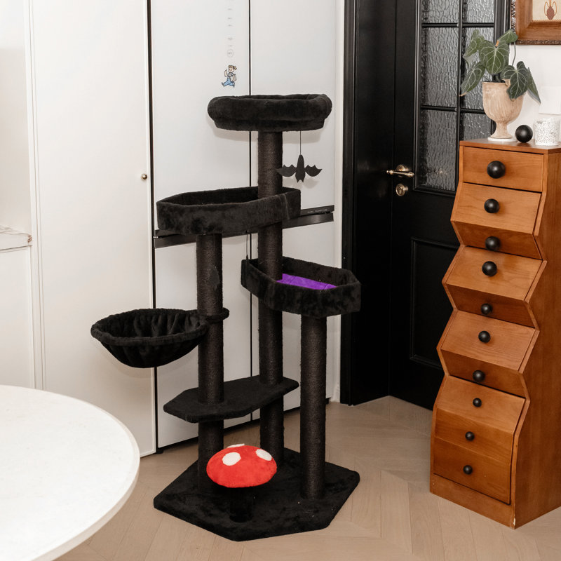 Modern Large Gothic Style 52.6'' Cat Tree – Halloween Cat Tower with Cat Scratching Post, Cat Tower & Furniture for Small and Large Cats