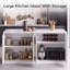 63" Kitchen Island with Storage, Arched Cabinet Doors, Marble Top & Power Outlet-1606362907