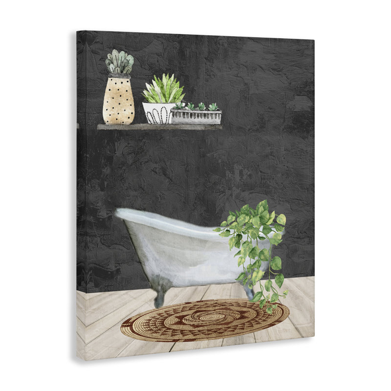 "Relaxing Greens Bathroom", art mural par Kim Allen, H 40 po x l 30 po