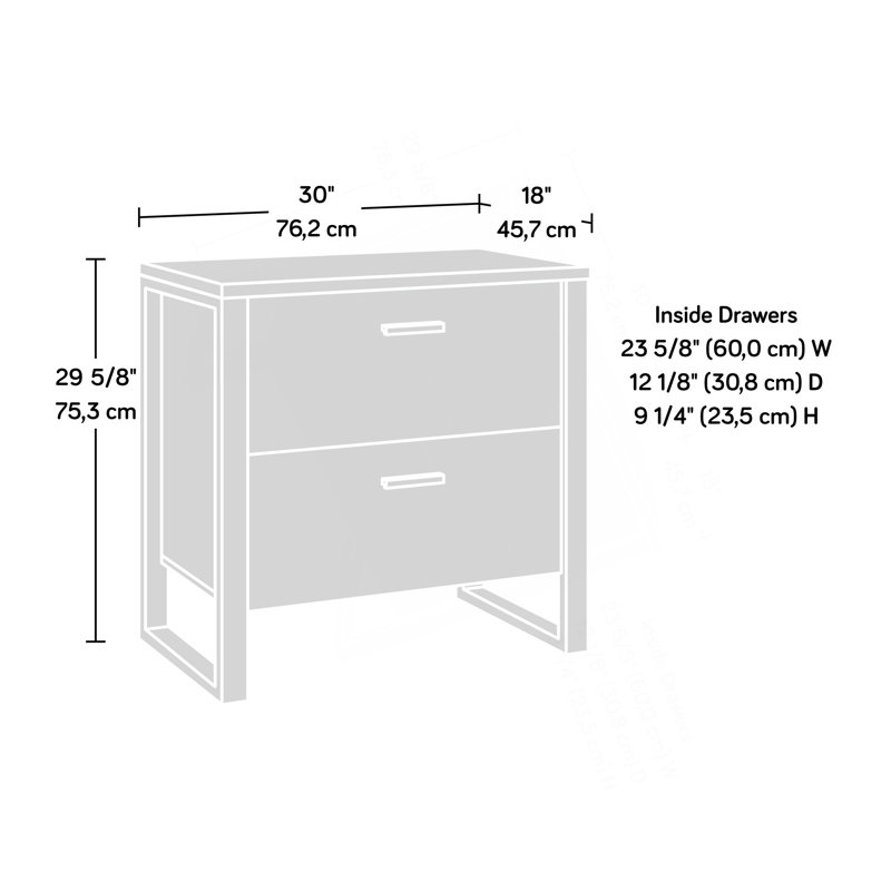 Contemporary 2-Drawer Filing Cabinet With Metal Frame