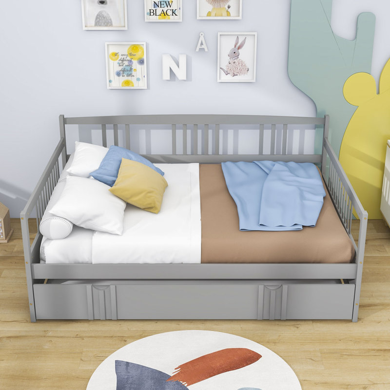 Lit de jour en bois avec couchette, Complète, gris