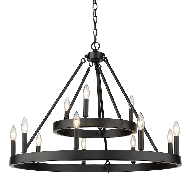 Emmalynn 12 - Light Steel Dimmable Round Chandelier