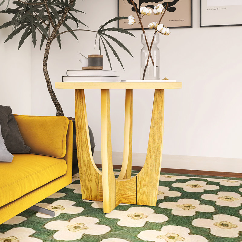 Round Wooden Side Table, 24.25"H x 25.13"W x 25.13"D