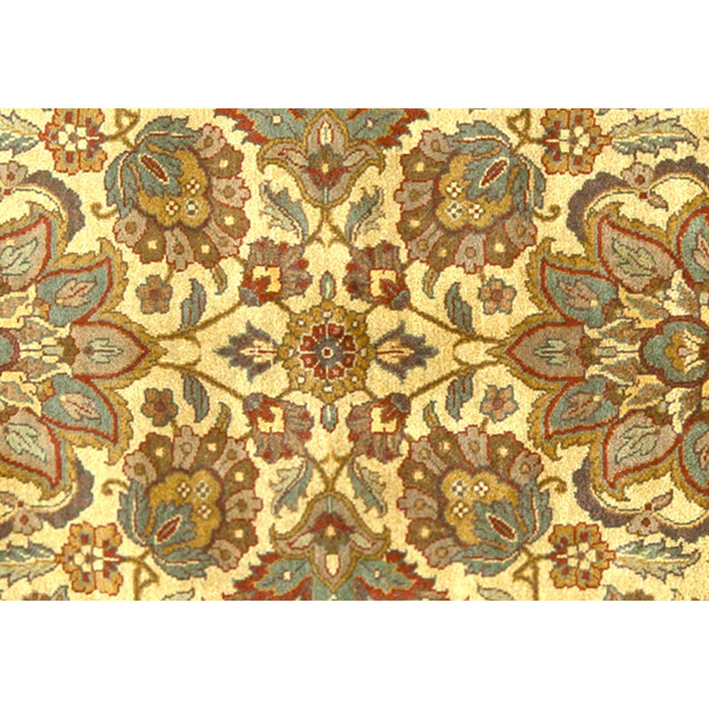 Hand Knotted Wool Oriental Area Rug in Gold And Ivory