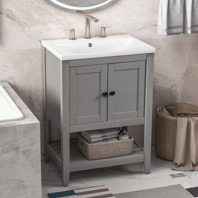 Stauton 23.7'' Bathroom Vanity with Solid + Manufactured Wood Top