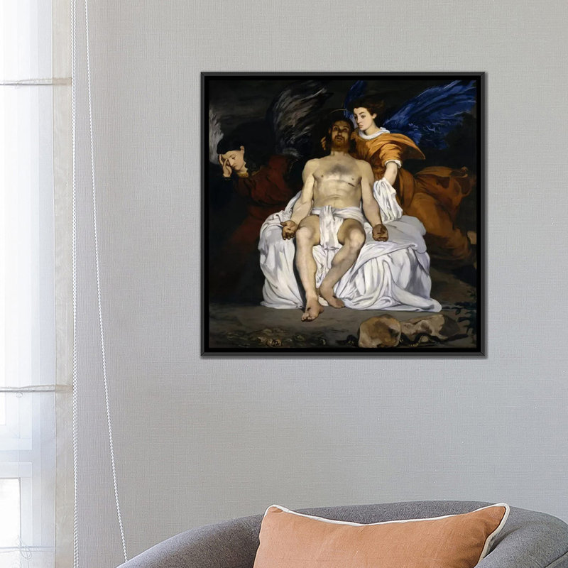 Reproduction d'art sur toile, "Le Christ mort avec les anges" par Edward Manet, H 18 po x l 18 po x P 1,5 po, Pas de tapis
