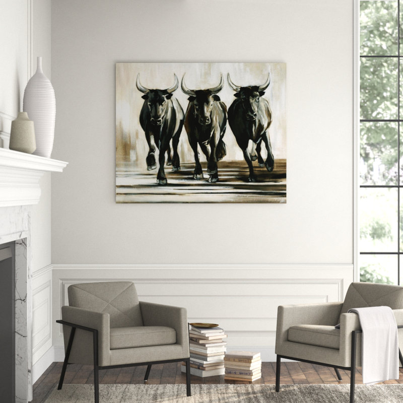 Running Bulls Print, 36" H x 43" W x 1.5" D, Image Brush Gel