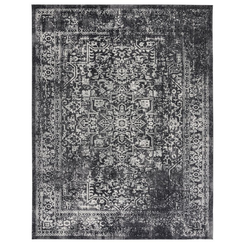 Oriental Area Rug, Black/Grey, Rectangle 201 x 274 cm