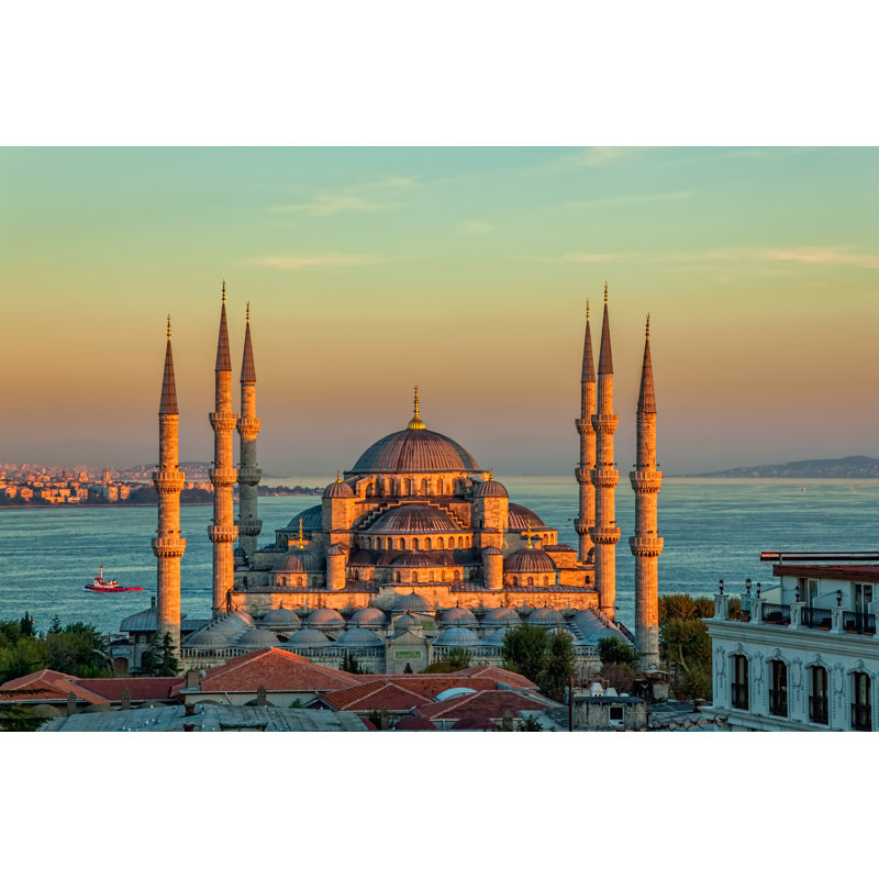Blue Mosque In Istanbul Sunset by Jasminam - Wrapped Canvas Print, 30cm H x 46cm W x 3.8cm D