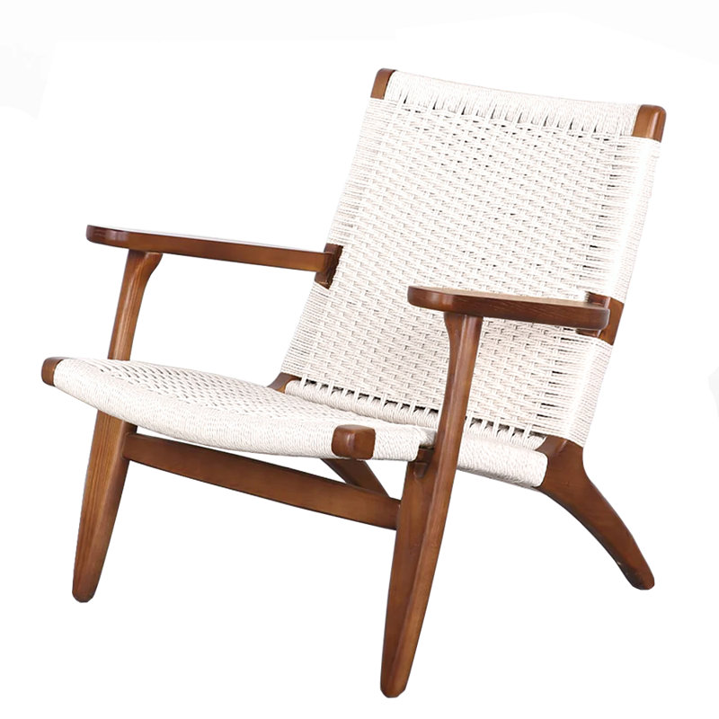 Edd Wood Chair With Arms, Walnut, White