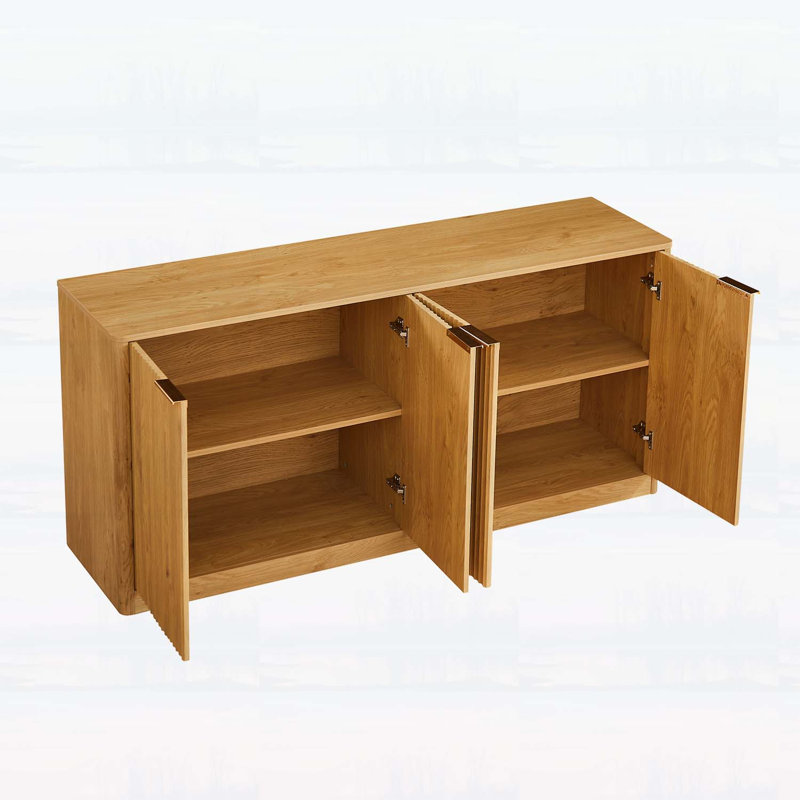 Modern Wavy Storage Cabinet for Kitchen,Bedroom,and Living Room, Natural