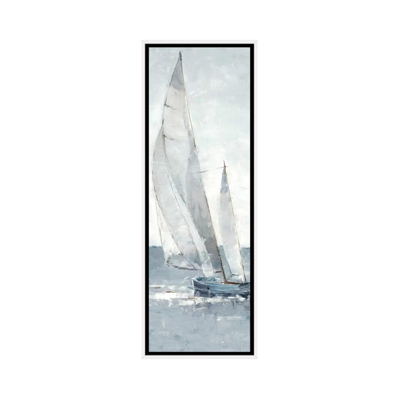 «Gray Seas I» par Ethan Harper - reproduction d'art panoramique sur toile, Toile blanche encadrée
