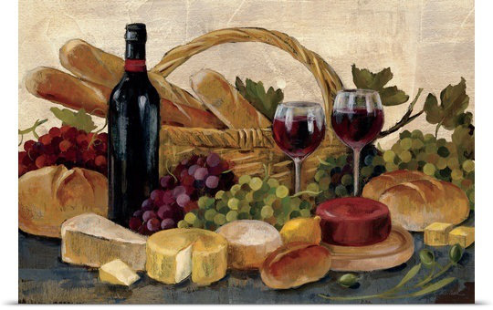 «Tuscan Evening Wine» par Yeung, reproduction d'art, H 16 po x l 24 po, Toile tendue, Sans cadre