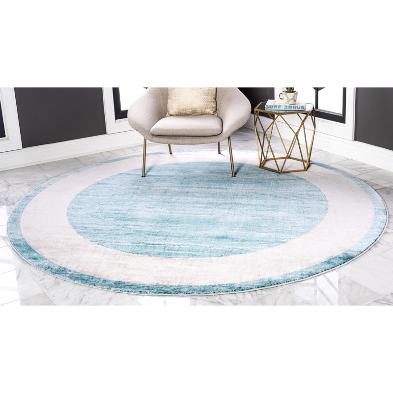 Tapis traditionnel turquoise Adelgunde, Rond 3 pi 3 po