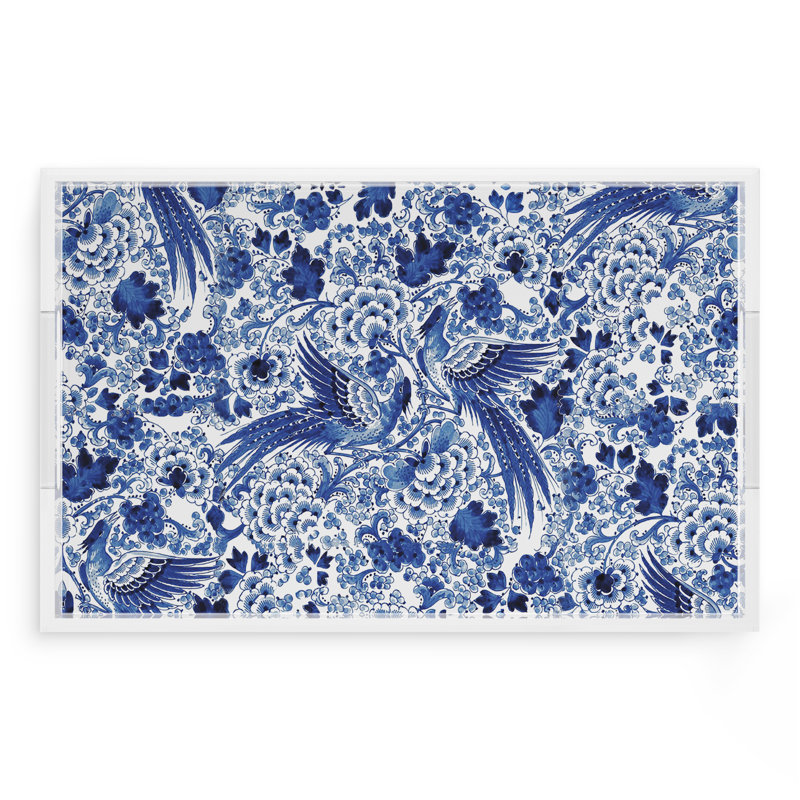 Royal Delft Inspiration Acrylic Rectangle Decorative Tray, 22.5"W x 14.5"D x 2"H