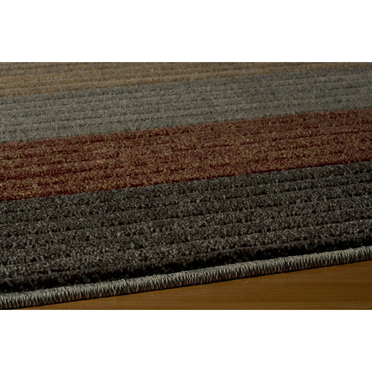 Tapis à rayures jaune/rouge/gris Sherill